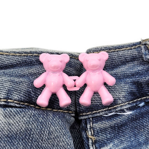 Cute Bear Pin Waist Clip Metal Snap Fastener Pants Pins Detachable Button Sewing-Free Buckle Jeans Reduce Waist Tighten Brooch